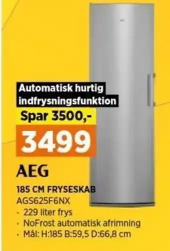Power AEG 185 cm Fryseskab AGS625F6NX tilbud
