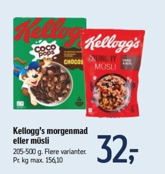 Føtex Kellogg's morgenmad eller müsli tilbud
