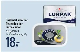 Bakkedal smørbar, flydende eller Lurpak smer