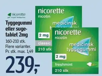 Føtex Tyggegummi eller suge-tablet 2mg tilbud