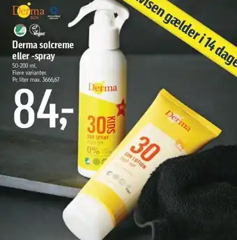 Føtex Derma solcreme eller -spray tilbud