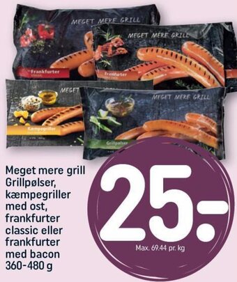 Meget mere grill Grillpølser, kæmpegriller med ost, frankfurter classic eller frankfurter med bacon 360-480 g
