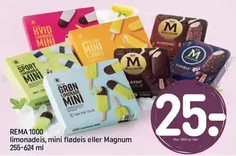 REMA 1000 REMA 1000 limonade is, mini flødeis eller Magnum 255-624 ml tilbud