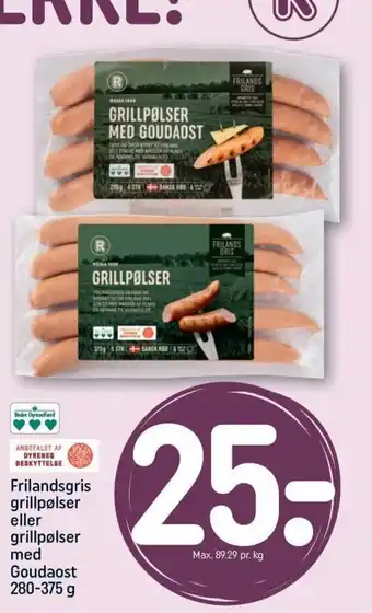 REMA 1000 Frilandsgris grillpølser eller grillpølser med Goudaost 280-375 g tilbud