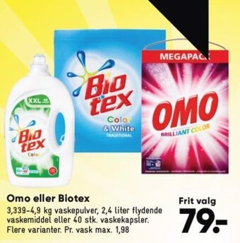 Bilka Omo eller Biotex tilbud