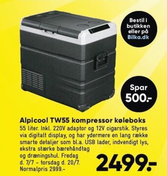 Bilka Alpicool TW55 kompressor køleboks tilbud