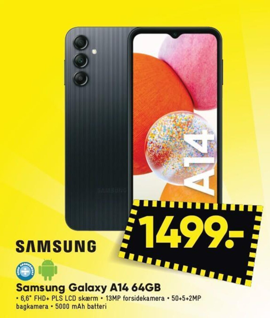 Samsung Galaxy A14 64GB tilbud hos Bilka Samsung Galaxy A14 64GB tilbud hos Bilka