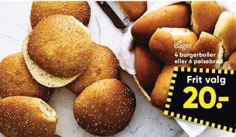Bilka 4 burgerboller eller 6 pølsebrød tilbud