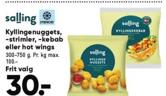Kyllingenuggets, -strimler, -kebab eller hot wings