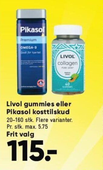 Bilka Livol gummies eller Pikasol kosttilskud tilbud
