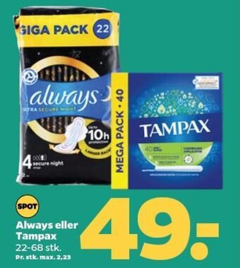 Netto Always eller Tampax tilbud