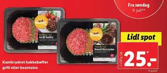 Lidl Kantkrydret hakkebøffer grill eller bearnaise tilbud