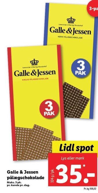 Lidl Galle & Jessen pålægschokolade tilbud