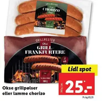 Lidl Okse grillpølser eller lamme chorizo tilbud