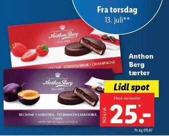 Lidl Anthon Berg tærter tilbud