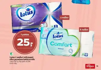 Dagli'Brugsen Lotus comfort toiletpapir eller premium køkkenrulle tilbud