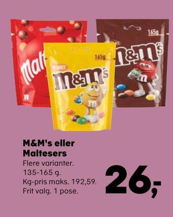 Kvickly M&m's eller maltesers tilbud