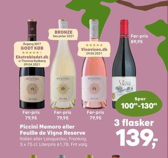 Kvickly Piccini memoro eller feuille de vigne reserve tilbud