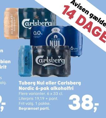 Kvickly Tuborg nul eller carlsberg nordic 6-pak alkoholfri tilbud