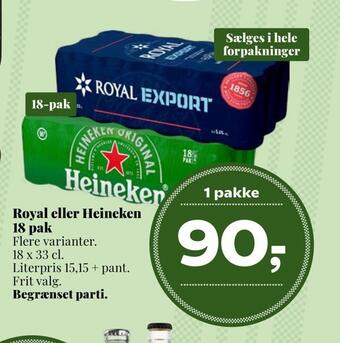 Dagli'Brugsen Royal eller heineken 18 pak tilbud