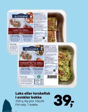 SuperBrugsen Laks eller torskefisk i ovnklar bakke tilbud