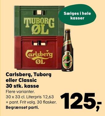 SuperBrugsen Carlsberg, tuborg eller classic 30 stk. kasse tilbud