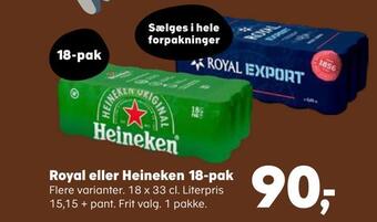 SuperBrugsen Royal eller heineken 18-pak tilbud
