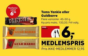 SuperBrugsen Toms yankie eller guldbarre tilbud