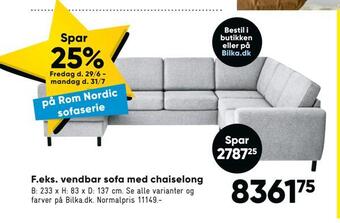 Bilka Vendbar sofa med chaiselong tilbud