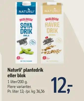 Føtex Naturli' plantedrik eller blok tilbud