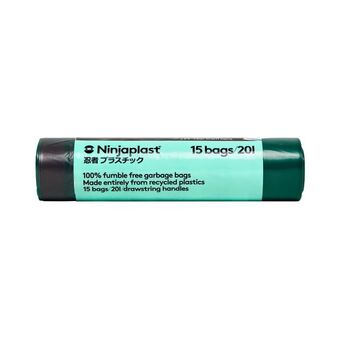 Ninjaplast | 2 x affaldsposer af genbrugsplast 20 liter 15 stk | hjem & rengøring > køkken & hjem