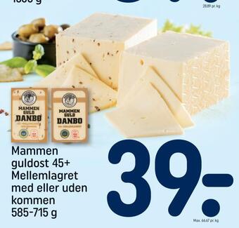 REMA 1000 Mammen guldost 45+ mellemlagret med eller uden kommen tilbud