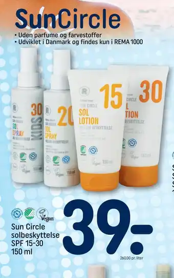 REMA 1000 Sun circle solbeskyttelse spf 15-30 tilbud