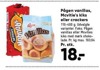 Bilka Pågen vanillas, mcvitie's kiks el. crackers tilbud