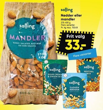 Bilka Nødder el. mandler tilbud