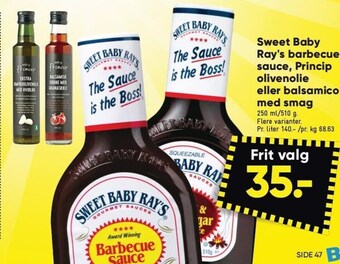 Bilka Sweet baby ray's barbecue sauce, princip olivenolie el. balsamico m. smag tilbud