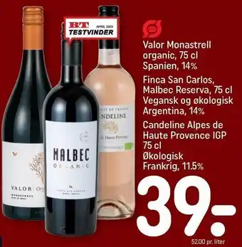 REMA 1000 Valor monastrell, finca san carlos el. candeline alpes de haute provence tilbud