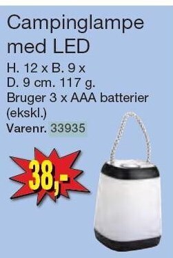 Campinglampe med led