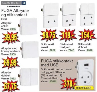 Lauritz knudsen fuga afbryder og stikkontakt