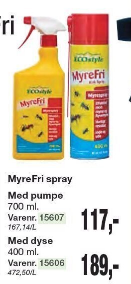 Harald Nyborg Ecostyle myrefri spray med pumpe eller med dyse tilbud