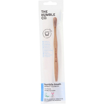 The humble co. | 2 x flat curved adult toothbrush bamboo white medium | hygiejne & apoteksvarer > mundpleje
