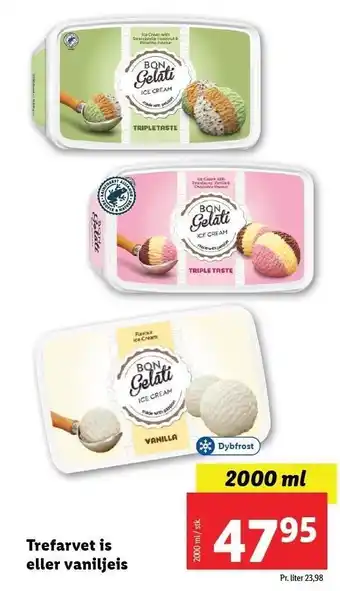 Lidl Trefarvet is eller vaniljeis tilbud