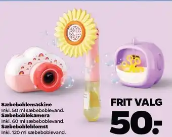 Netto Sæbeboblemaskine, sæbeboblekamera, sæbebobleblomst tilbud
