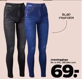 Netto Jeansleggins blå el. sort tilbud