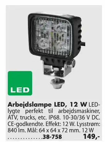 Biltema Arbejdslampe LED, 12 W tilbud