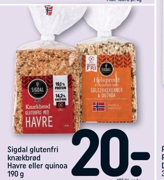 REMA 1000 Sigdal glutenfri knækbrød tilbud
