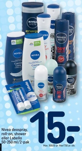 Nivea deospray, roll-on, shower el. labello