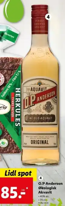 Lidl O.P Anderson Økologisk Akvavit 70cl tilbud