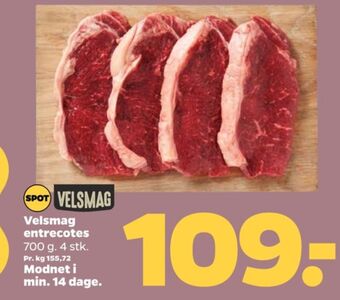 Netto Velsmag okseentrecotes tilbud