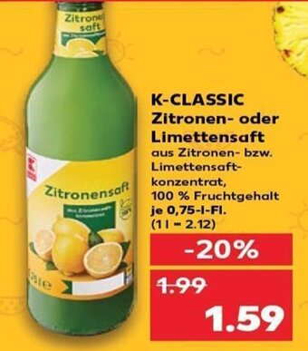 Kaufland K-CLASSIC Zitronen- oder Limettensaft tilbud